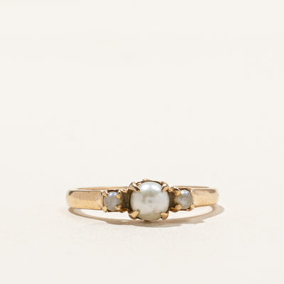 Three Stone Pearl Ring | SZ 4.5 |