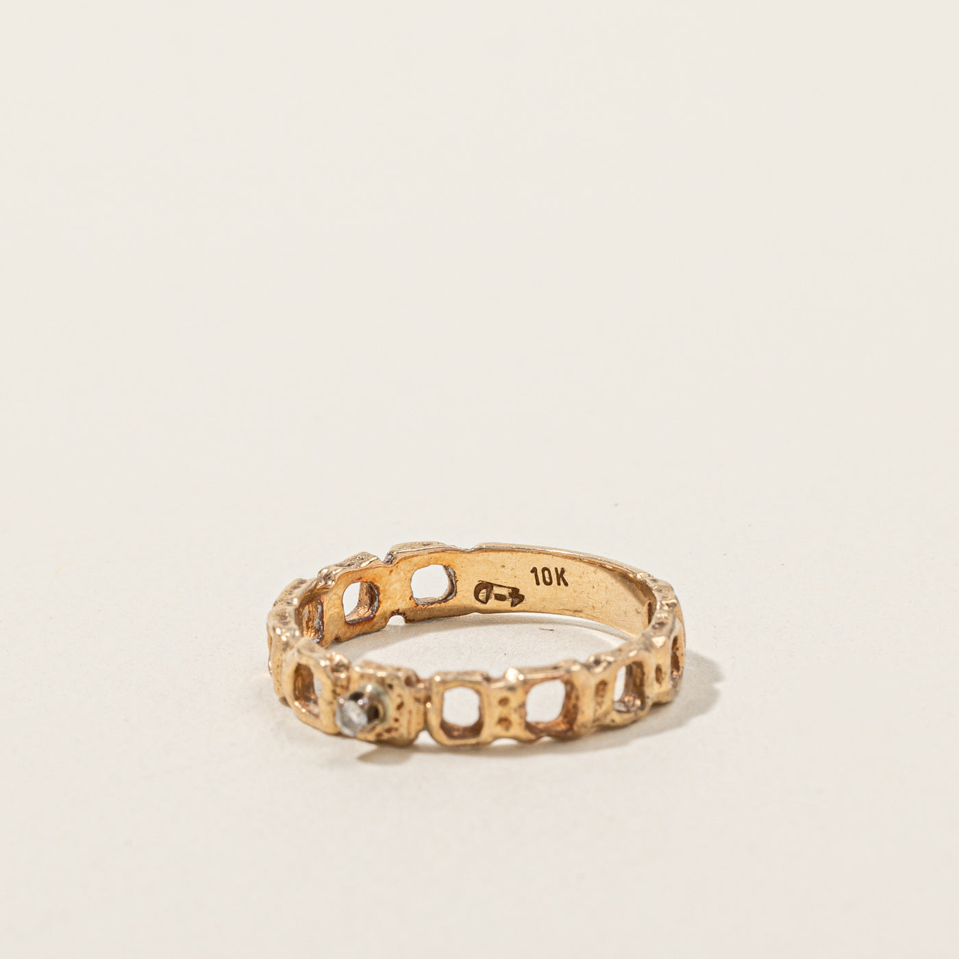 Bague texturée en diamant | 0,01 ct | Taille 6 | 
