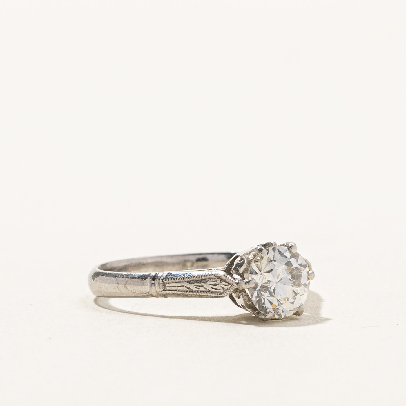 Antique Old European Cut Diamond Engagement Ring | 0.87ct SI2 L | SZ 6.5 |