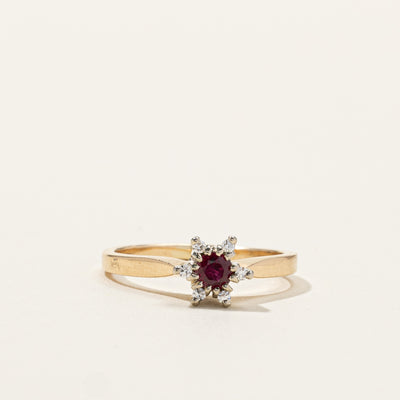 Floral Ruby & Diamond Ring | 0.15ct | 0.06ctw | SZ 5.25 |