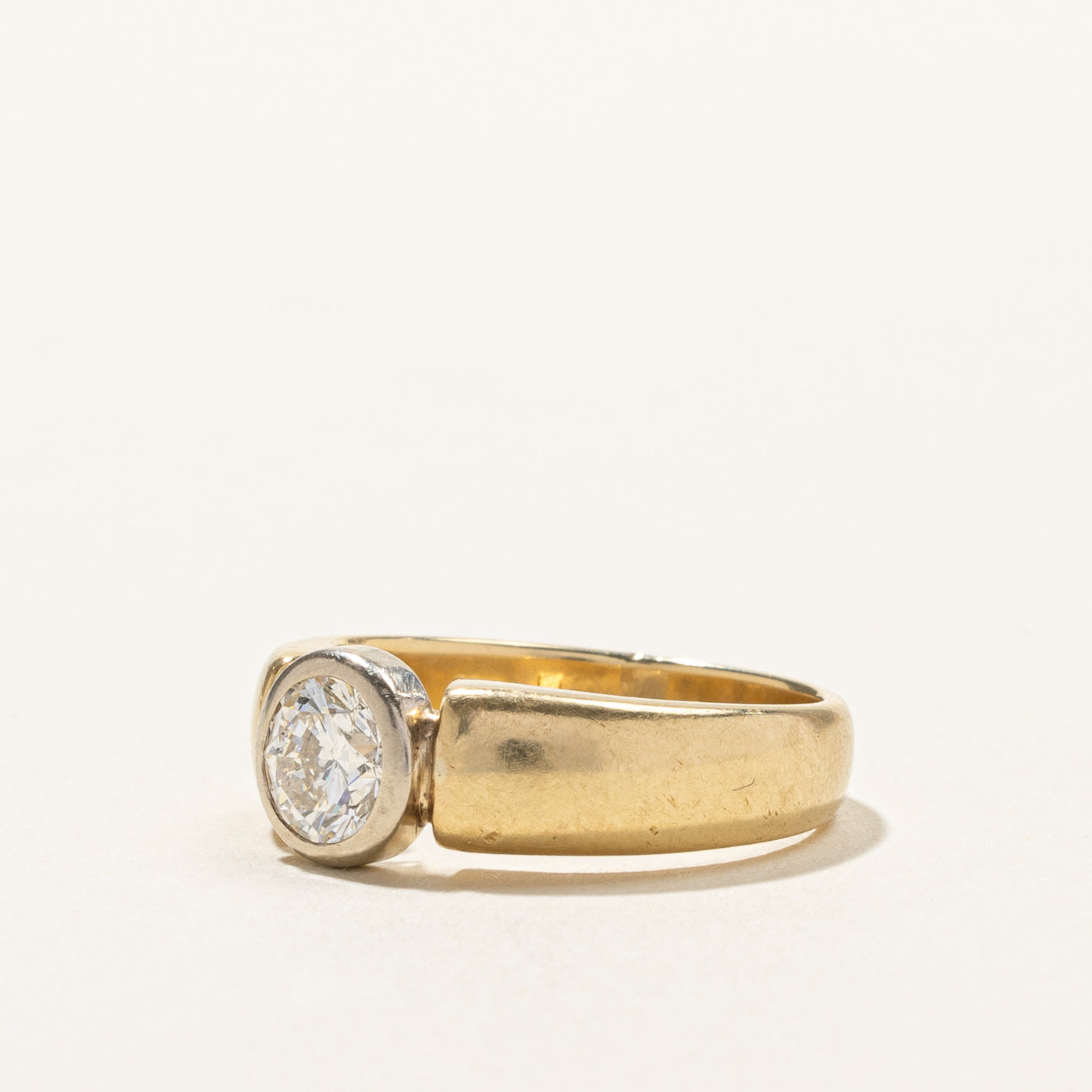 Bezel Set Diamond Engagement Ring | 0.95ct SI1/SI2 I | SZ 6.75 |