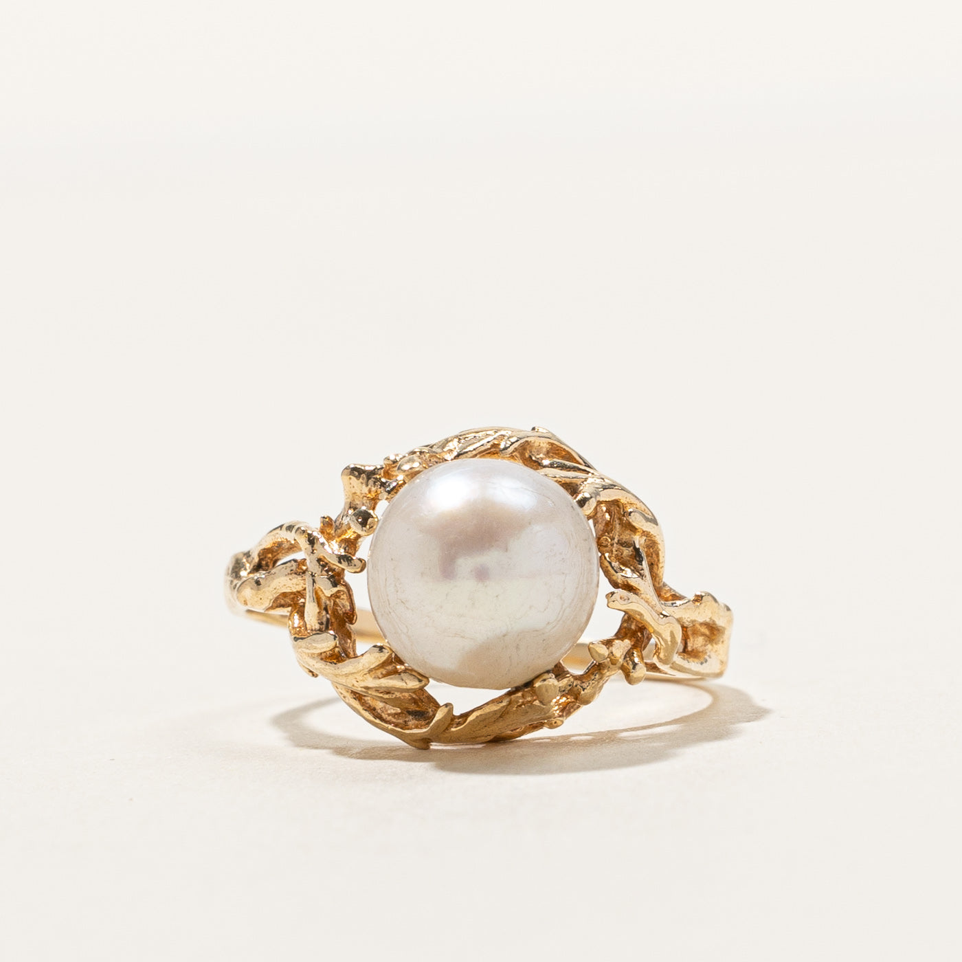 Bague solitaire en perle | Taille 5,5 | 
