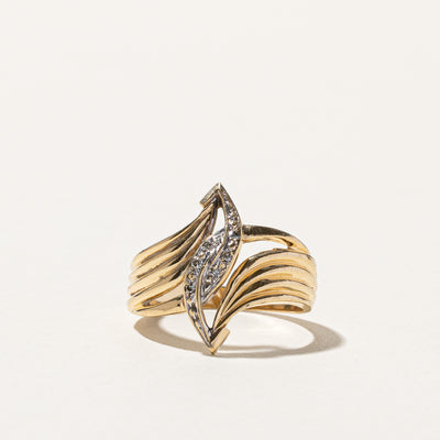 Bypass Diamond Textured Gold Ring | 0.06ctw | SZ 7.75 |