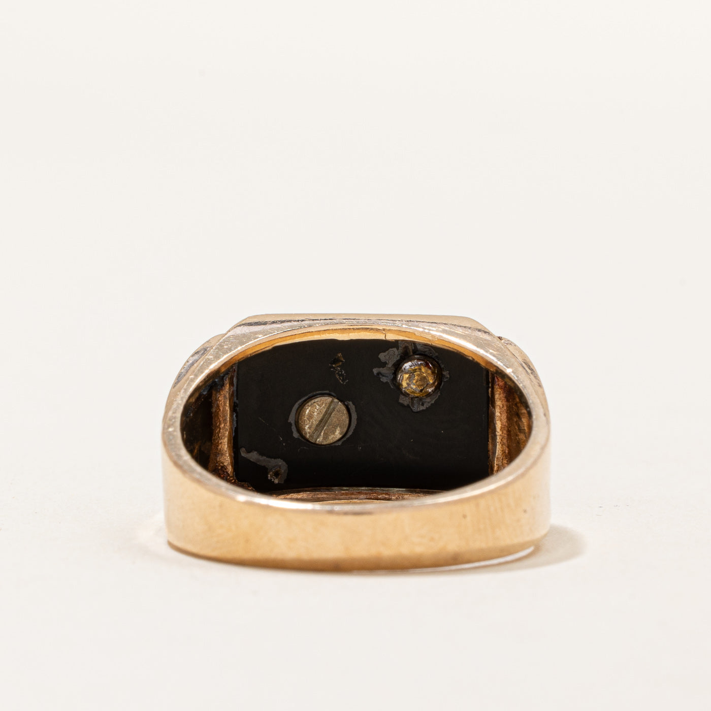 Black Onyx & Diamond 'D' Initial Ring | 5.00ct, 0.05ct | SZ 10.25 |