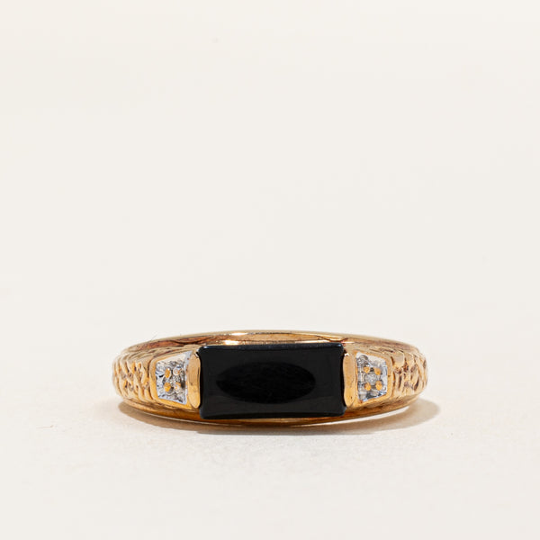 Black Onyx & Diamond Ring | 1.50ct, 0.01ctw | SZ 8.5 |