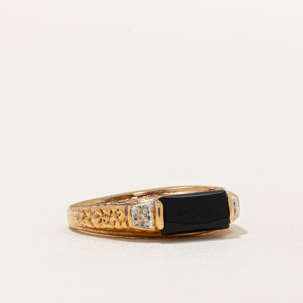 Black Onyx & Diamond Ring | 1.50ct, 0.01ctw | SZ 8.5 |