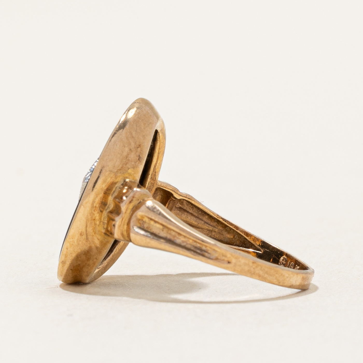 Bague en onyx noir et diamants | 4,00 ct, 0,01 ct | Taille 3,75 | 