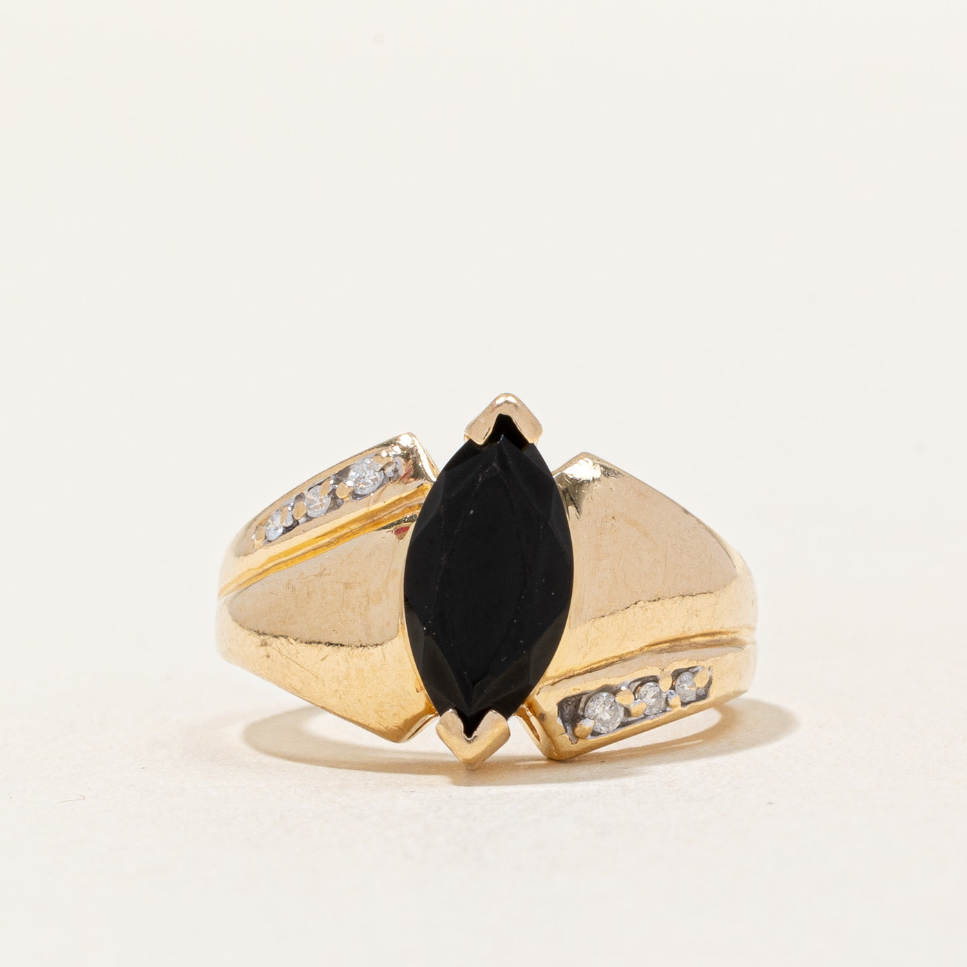 Black Onyx & Diamond Ring | 1.00ctw, 0.04ctw | SZ 5.75 |