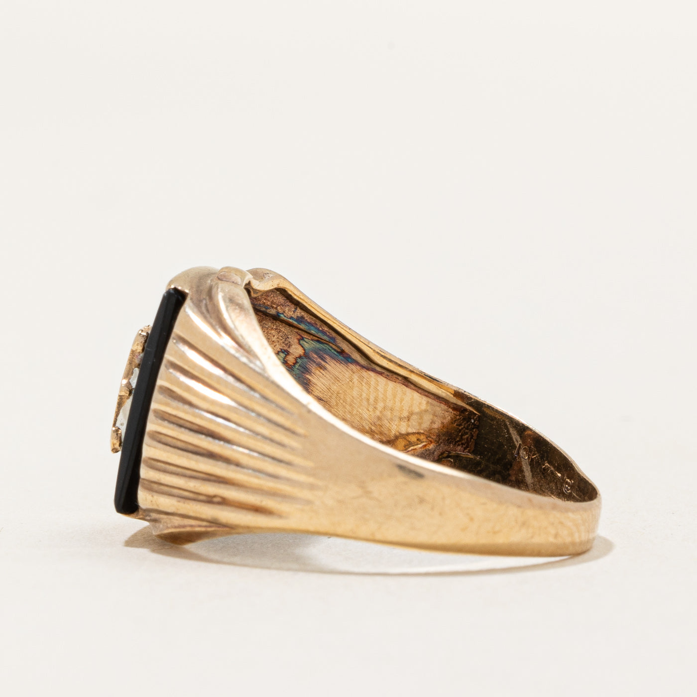 Bague initiale « H » en onyx noir | 3,50 ct | Taille 10,25 | 