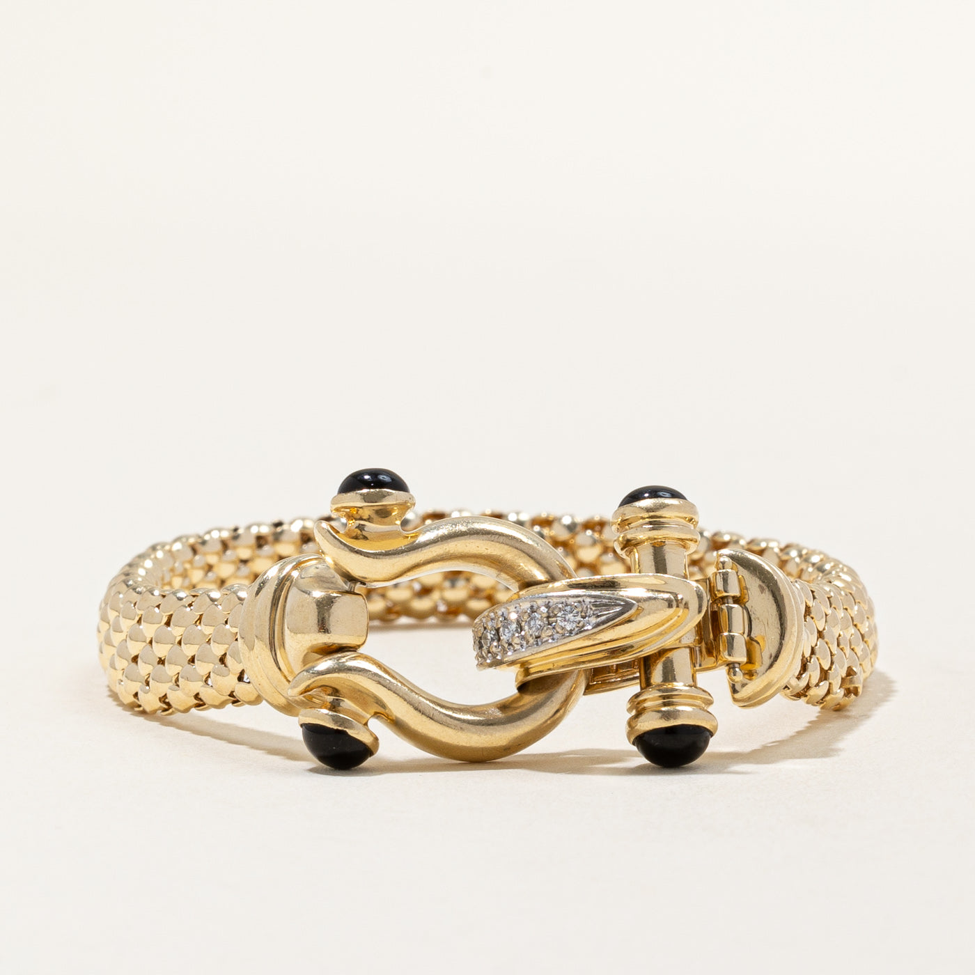 Bracelet en onyx noir et diamants | 1,60 ct, 0,10 ct | 7,5" |