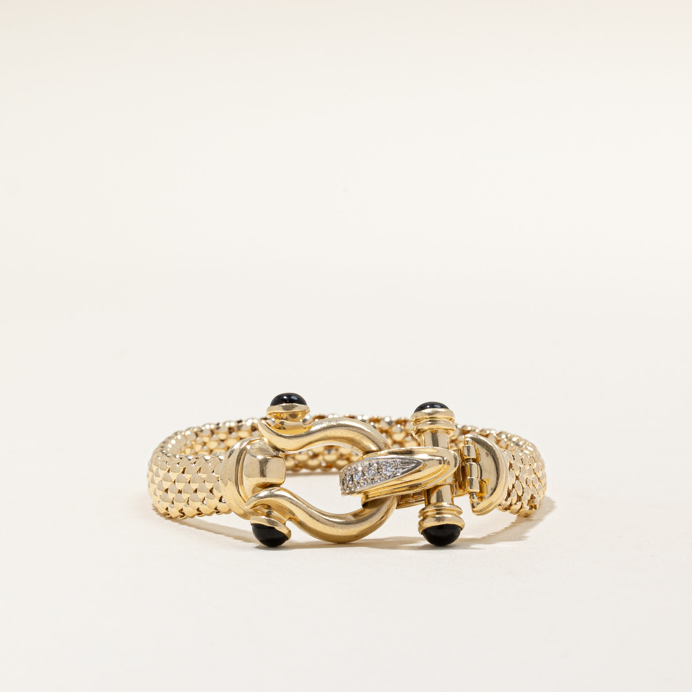 Bracelet en onyx noir et diamants | 1,60 ct, 0,10 ct | 7,5" |