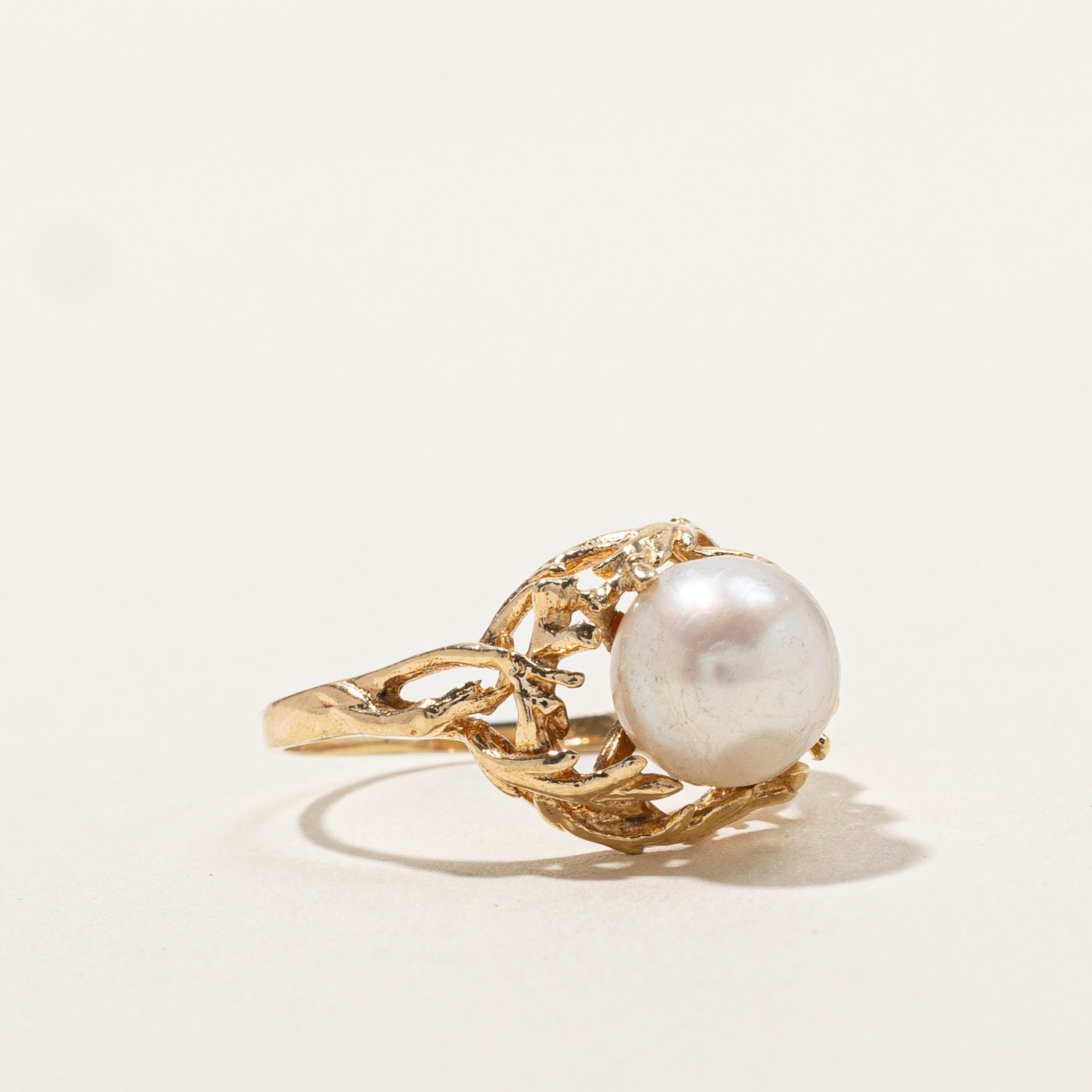 Bague solitaire en perle | Taille 5,5 | 