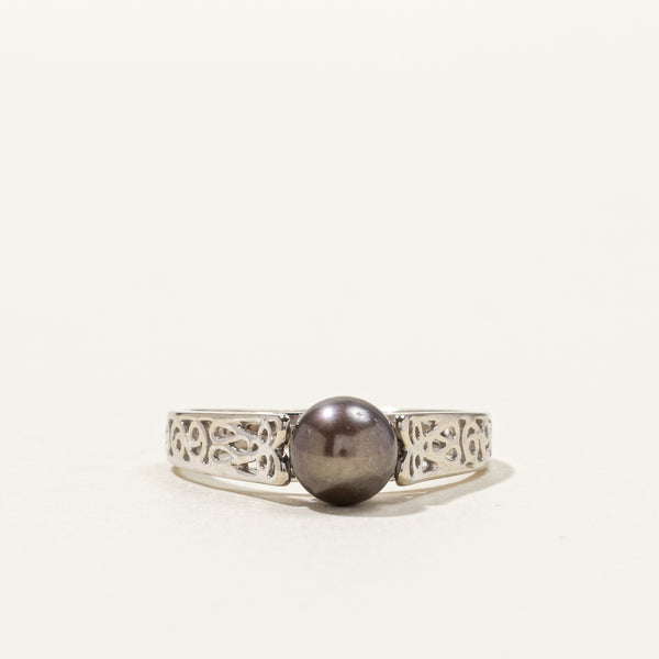 Black Pearl White Gold Ring | SZ 8 |