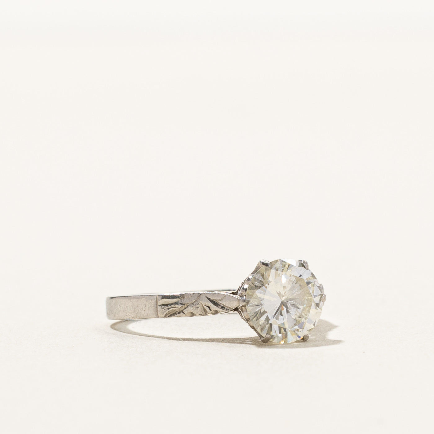 Bague de fiançailles ancienne en platine avec diamant taille européenne | 0,83 ct VS2 L/M | Taille 3 | 