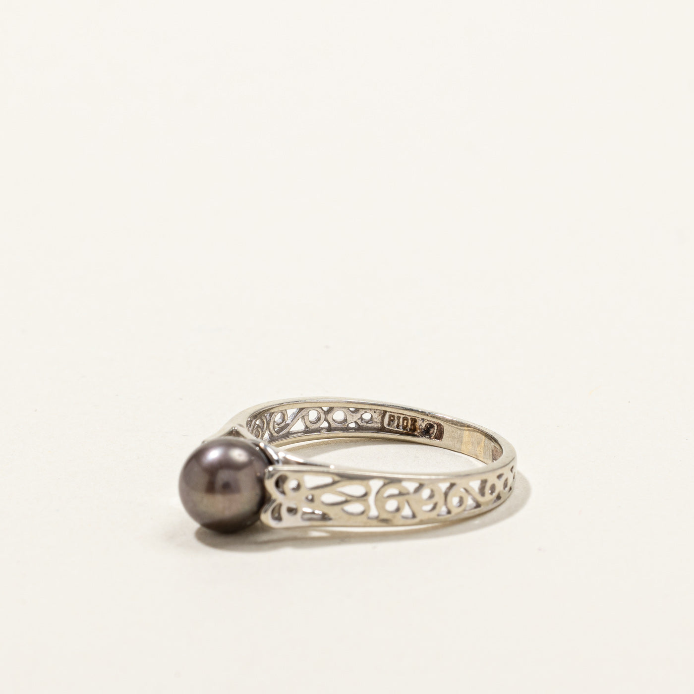 Black Pearl White Gold Ring | SZ 8 |