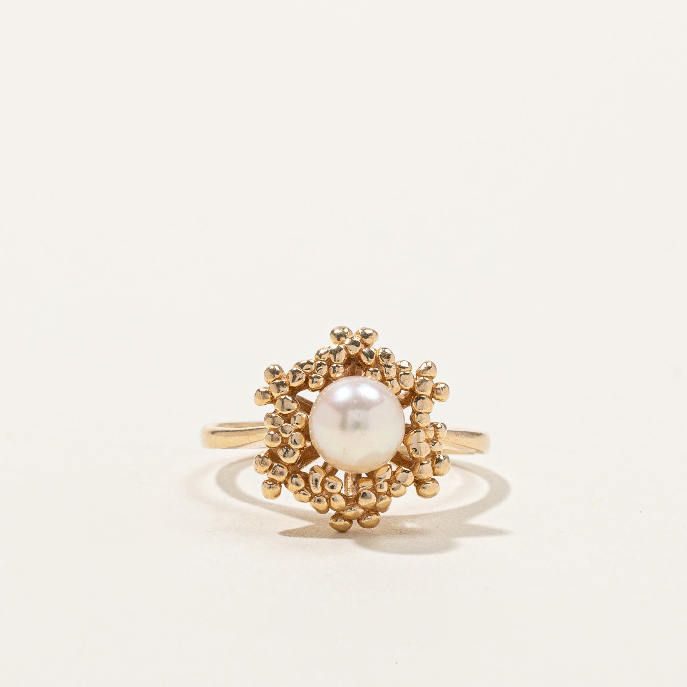 'Birks' Pearl Gold Ring | SZ 6 |