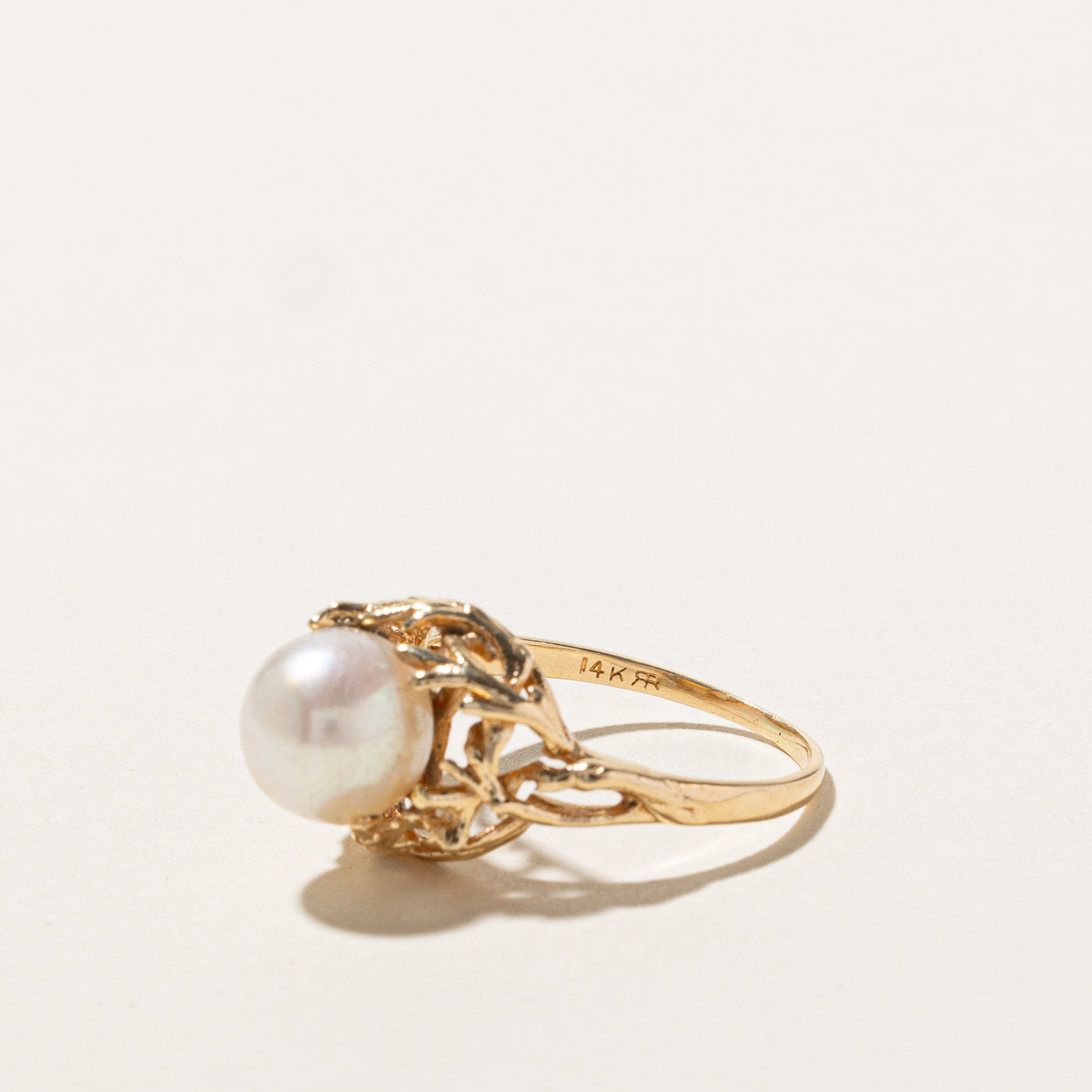 Bague solitaire en perle | Taille 5,5 | 