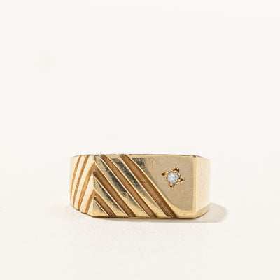 Diamond Textured Signet Ring |0.02ct | SZ 9.25 |