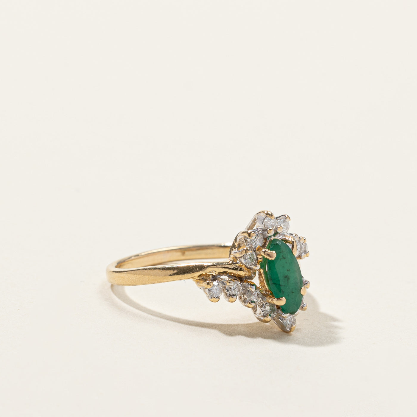 Bypass Emerald & Diamond Ring | 0.38ct | 0.25ctw | SZ 8 |