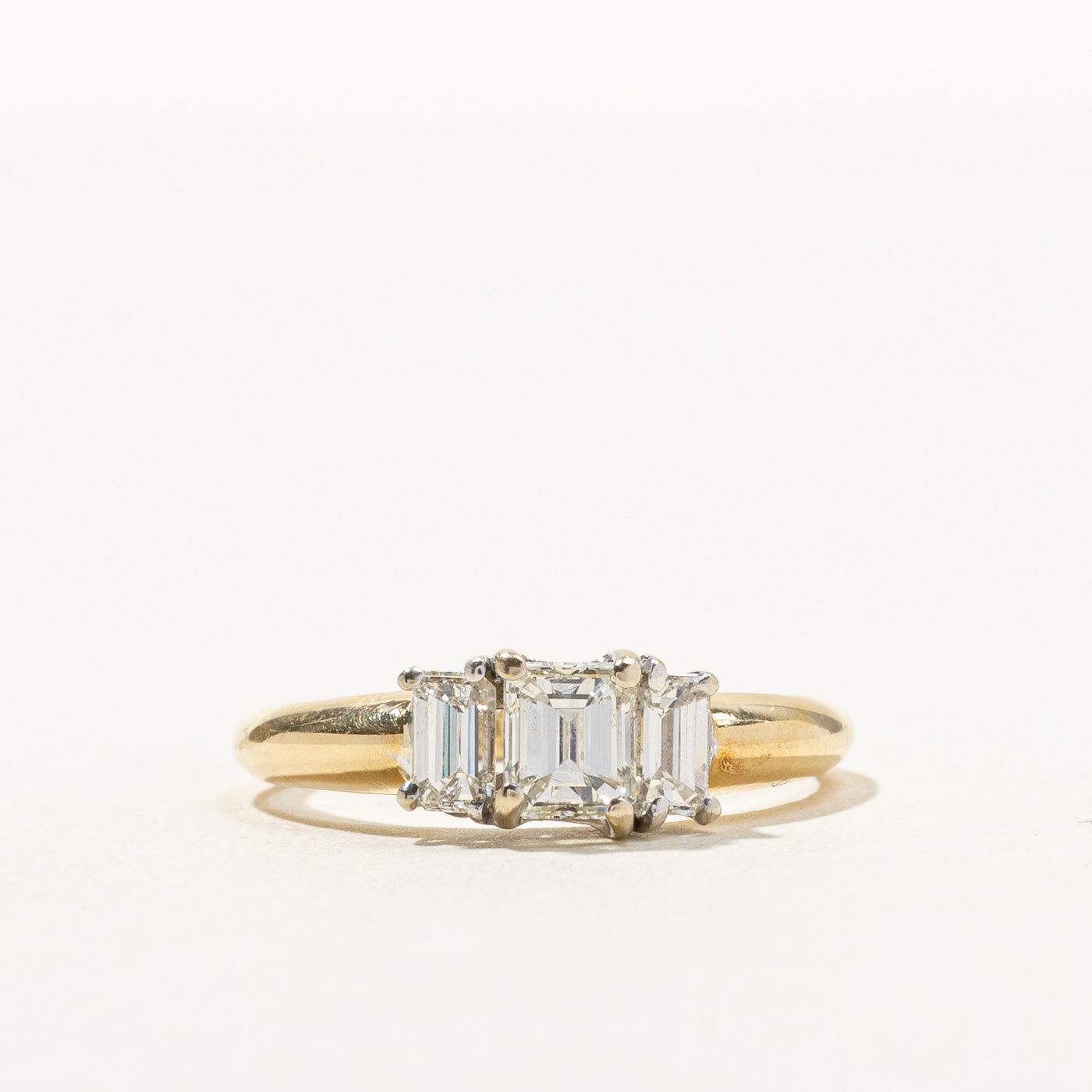 Three Stone Emerald Cut Diamond Engagement Ring | 1.03ctw | SZ 6.75 |