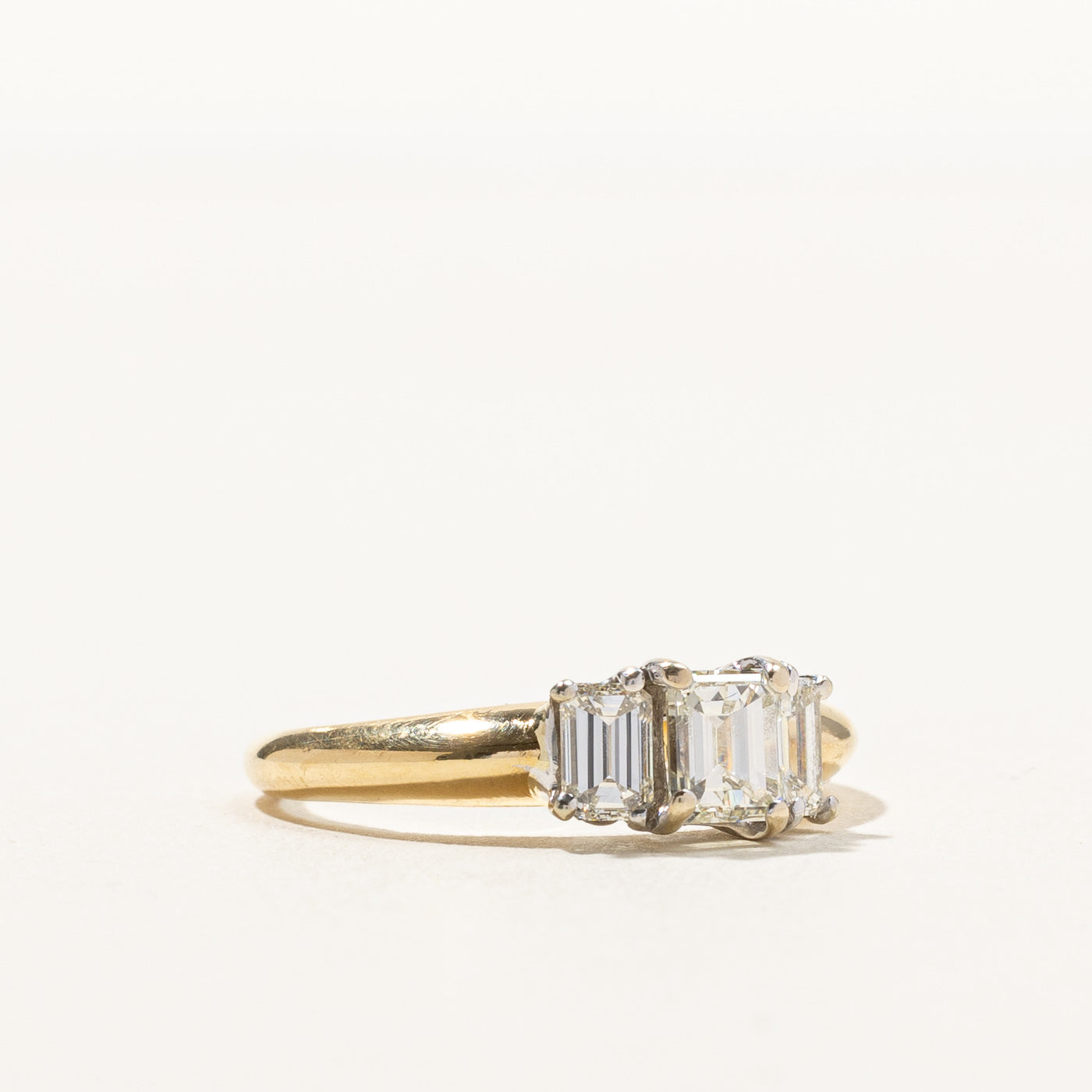 Three Stone Emerald Cut Diamond Engagement Ring | 1.03ctw | SZ 6.75 |