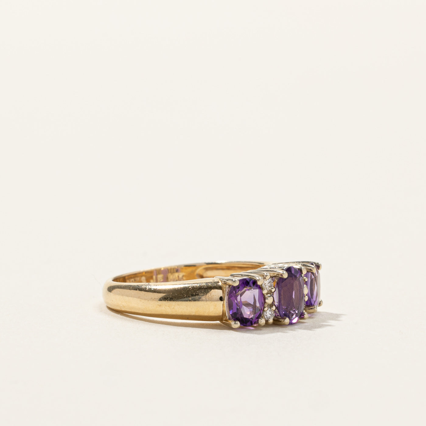 Three Stone Amethyst & Diamond Ring | 0.75ctw | 0.04ctw | SZ 5.75 |