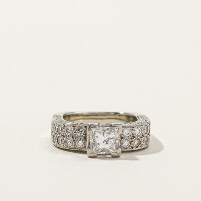 GIA Certified Princess Cut Diamond Engagement Ring | 1.06ct IF D | 1.08ctw | SZ 4.5 |