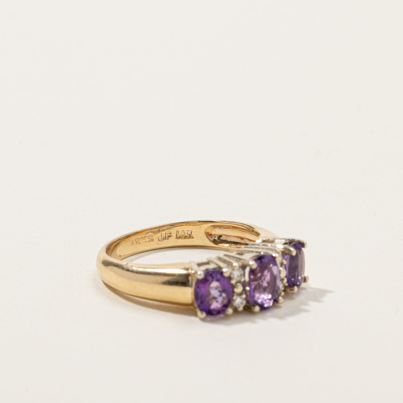 Three Stone Amethyst & Diamond Ring | 0.75ctw | 0.04ctw | SZ 5.75 |