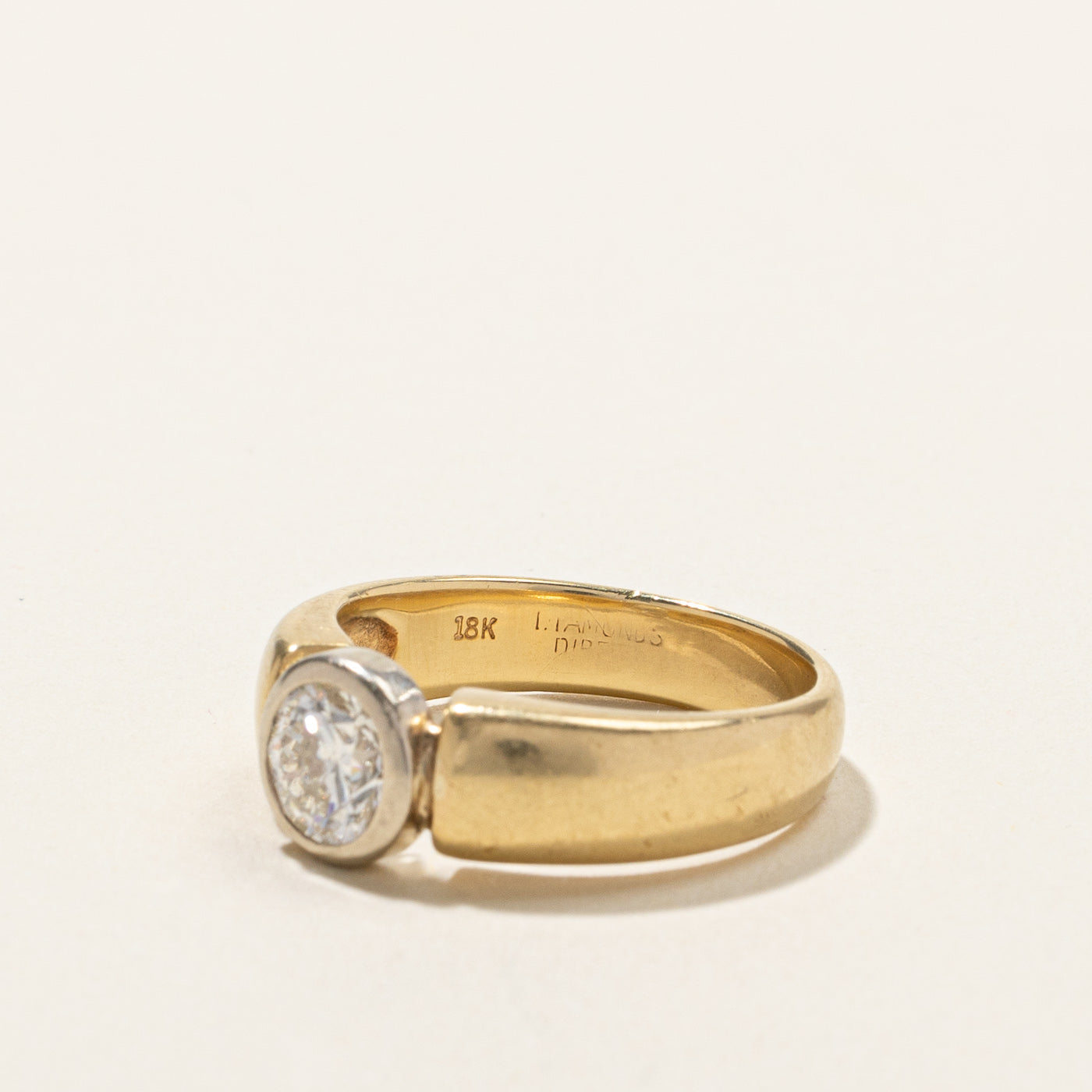Bezel Set Diamond Engagement Ring | 0.95ct SI1/SI2 I | SZ 6.75 |