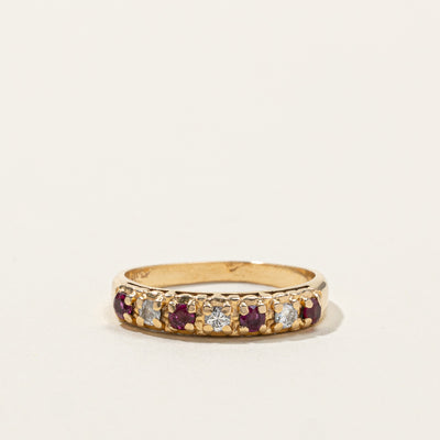 Synthetic Ruby & Natural Diamond Gold Band | 0.20ctw | 0.12ctw | SZ 6 |