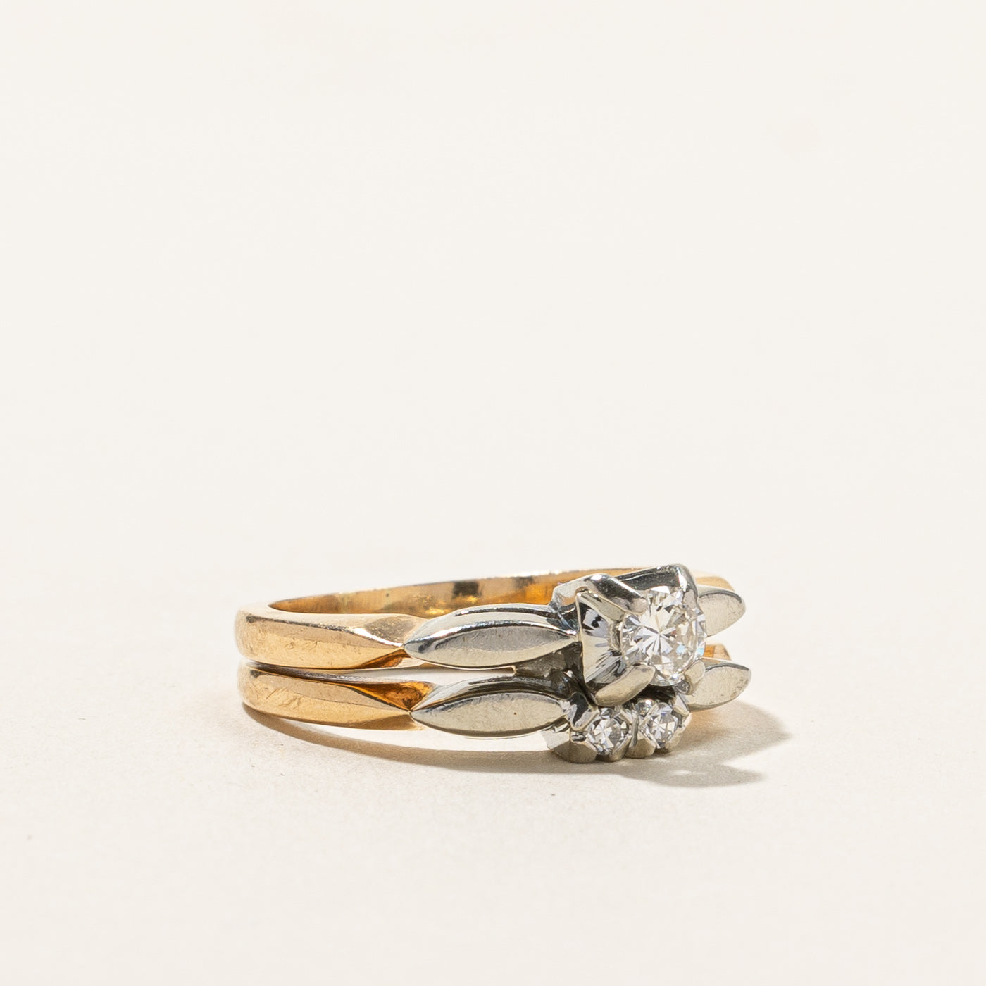 Diamond Soldered Wedding Ring Set | 0.21ctw | SZ 5 |