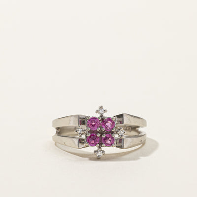 Cluster Set Pink Sapphire & Diamond Ring | 0.40ctw | 0.06ctw | SZ 9 |