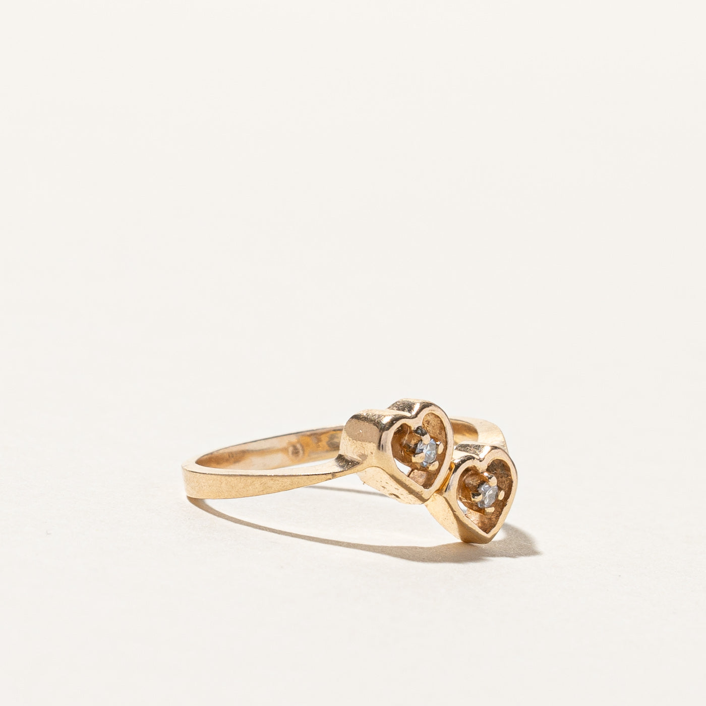 Bypass Double Heart Diamond Ring | 0.03ctw | SZ 6 |