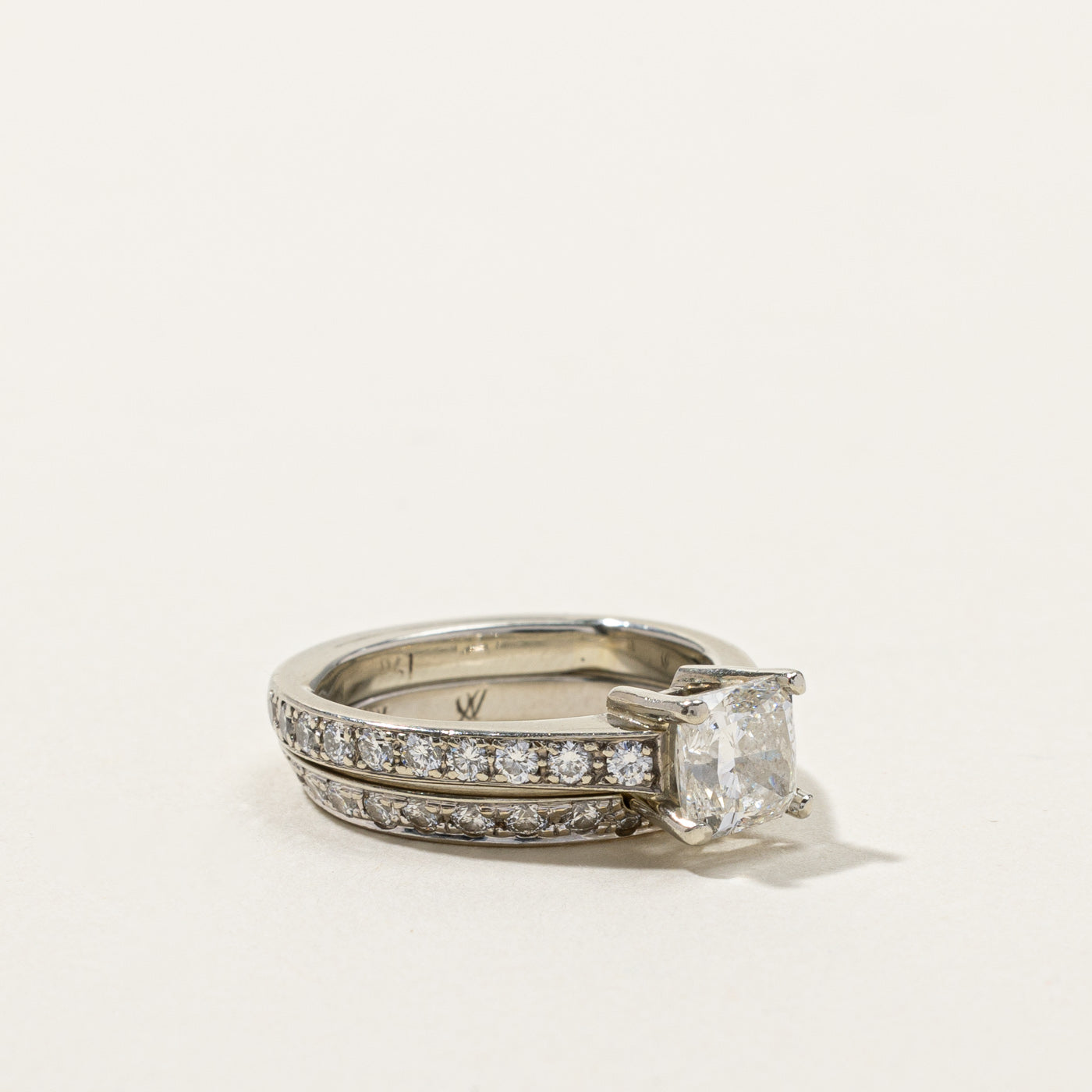 GIA Certified Princess Diamond Engagement Ring Set | 1.02ct SI1 F | 0.77ctw | SZ 4.25 |