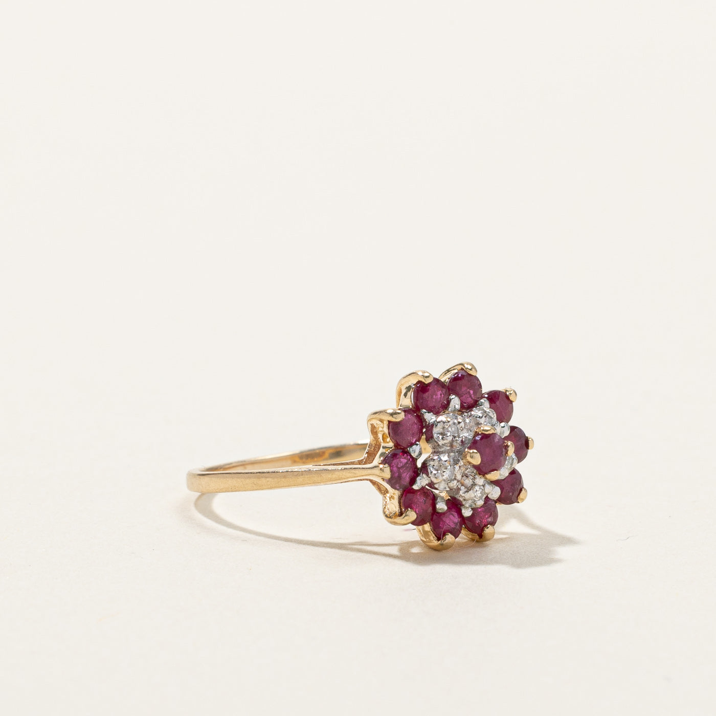 Cluster Ruby & Diamond Ring | 0.55ctw | 0.03ctw | SZ 5 |