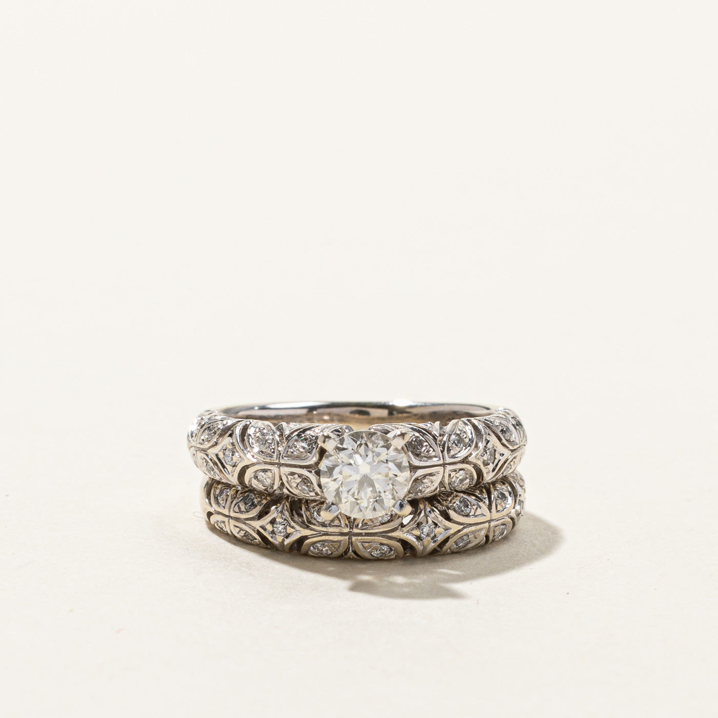 Filigree Diamond Engagement Ring Set | 0.69ctw | SZ 4 |