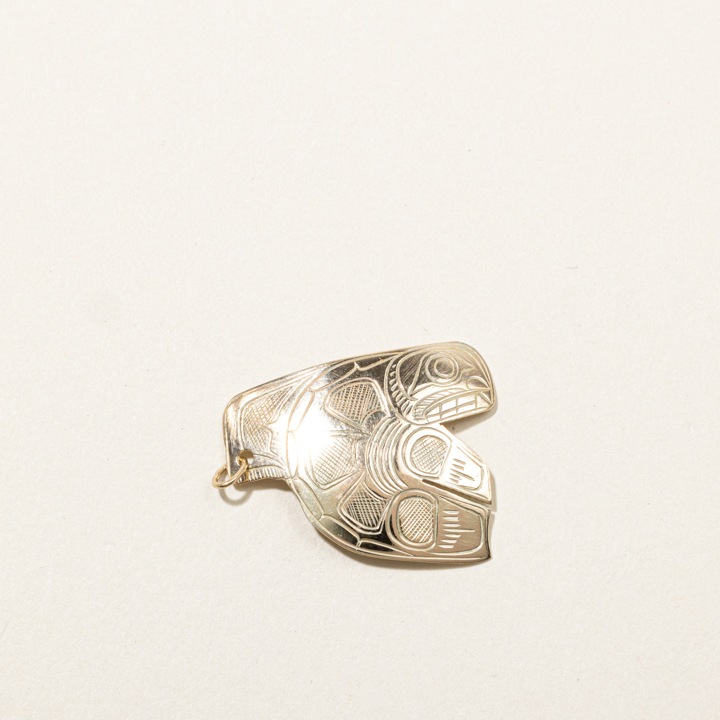 Gold Indigenous Whale Art Pendant