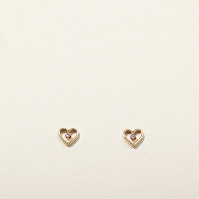 Diamond Heart Stud Earrings | 0.02ctw |