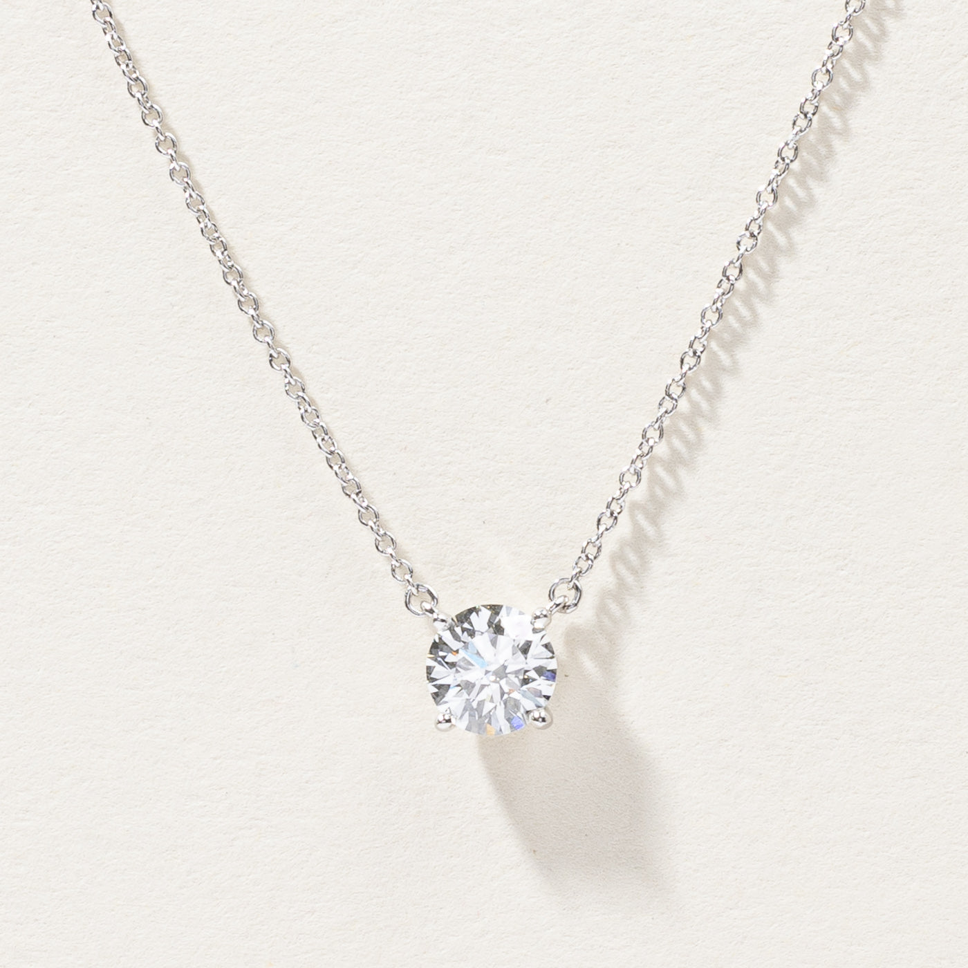 'Tiffany & Co.' Solitaire Diamond Pendant Necklace | 0.96ct VS2 J | 16"|