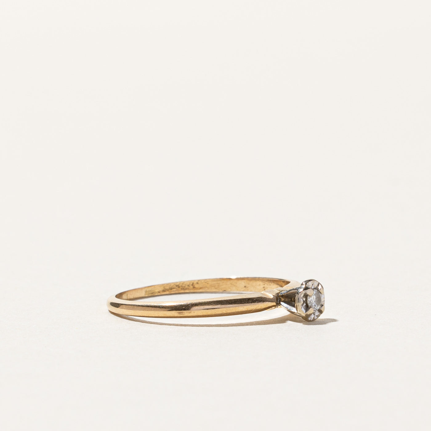 Solitaire Diamond Gold Ring | 0.04ct | SZ 7.5 |