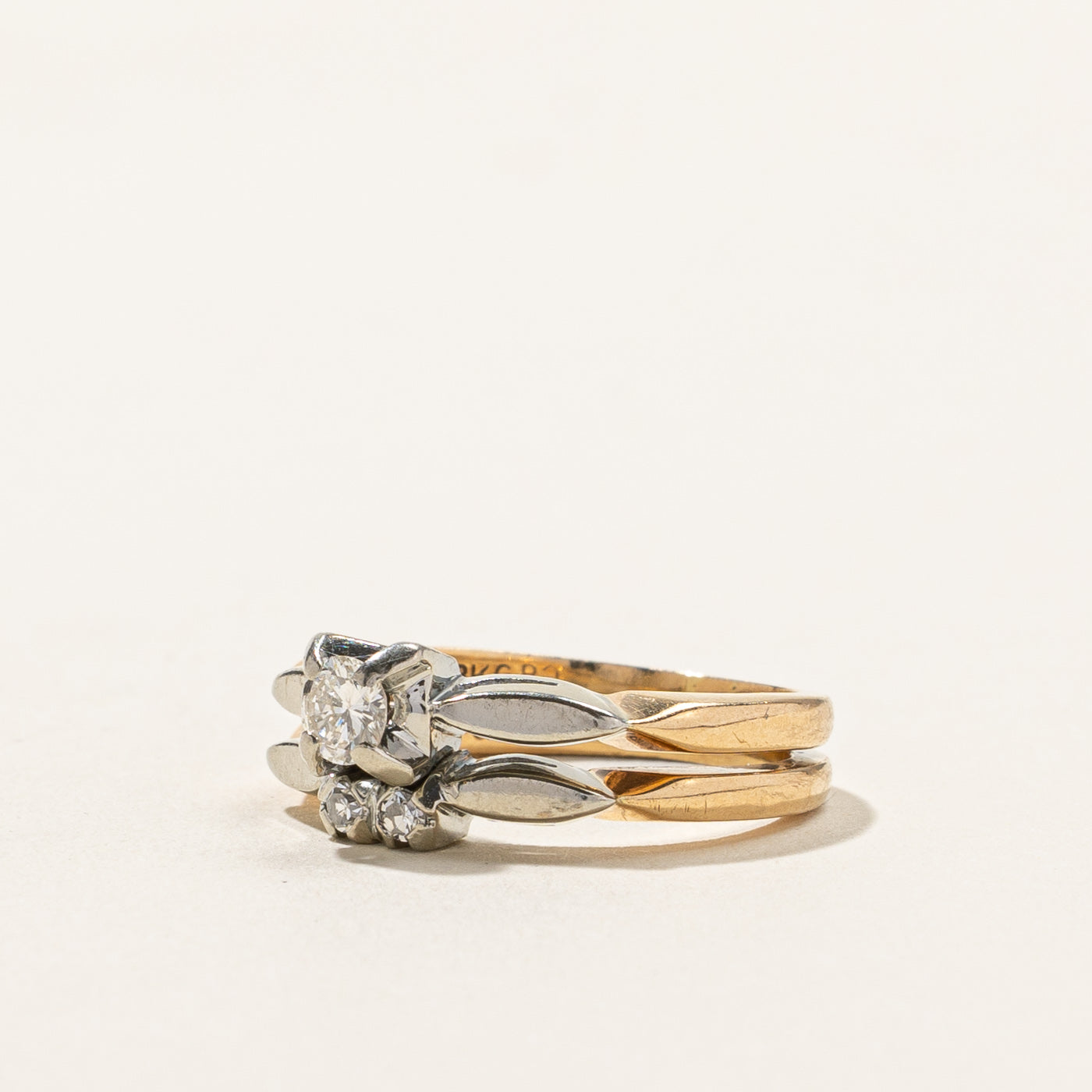Diamond Soldered Wedding Ring Set | 0.21ctw | SZ 5 |