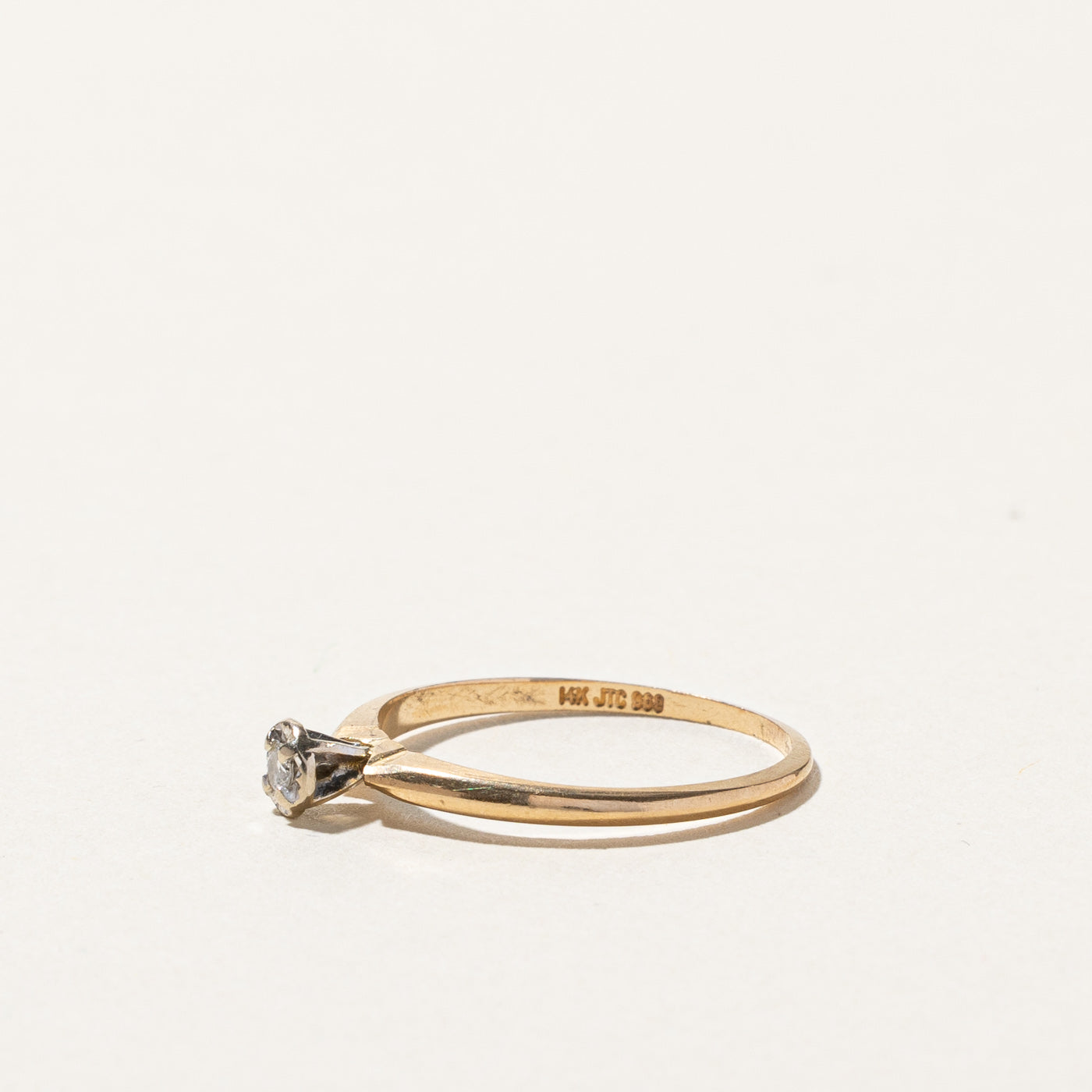 Solitaire Diamond Gold Ring | 0.04ct | SZ 7.5 |