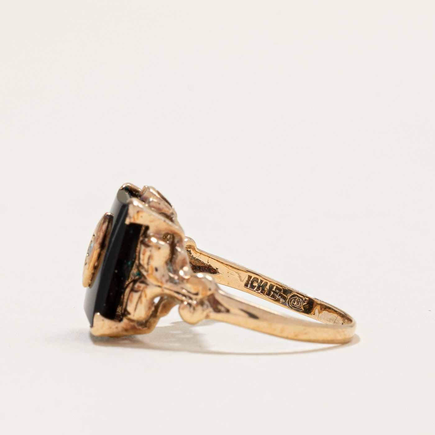Vintage Canadian Onyx & Seed Pearl Ring | 2.25ct | SZ 4.75 |