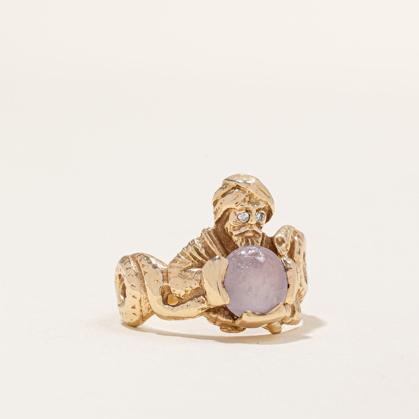 Bague Serpent Charmer en Saphir Étoilé et Diamants | 4,45 ct, 0,02 ct au total | Taille 9,25 | 