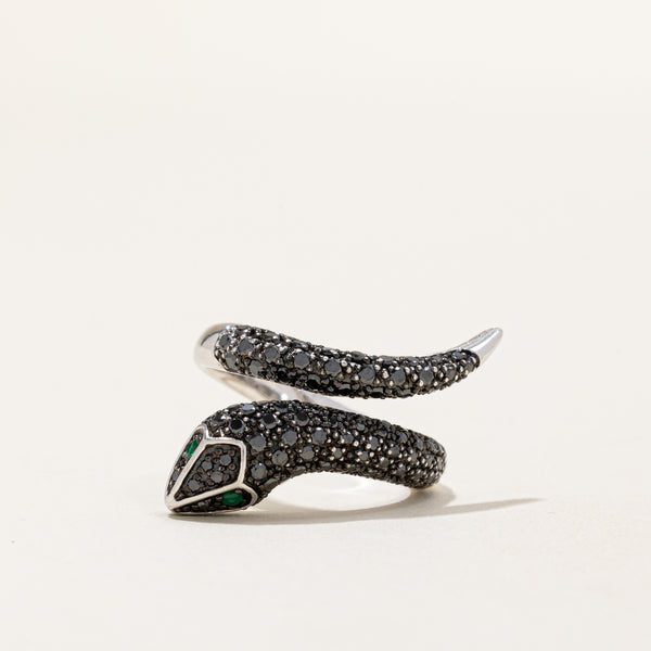 'Effy' Black Diamond & Emerald Snake Ring | 0.90ctw, 0.06ctw | SZ 7.25 |