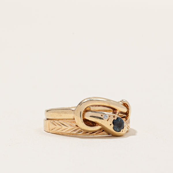 Sapphire & Diamond Snake Ring | 0.12ct, 0.01ct | SZ 5.75 |