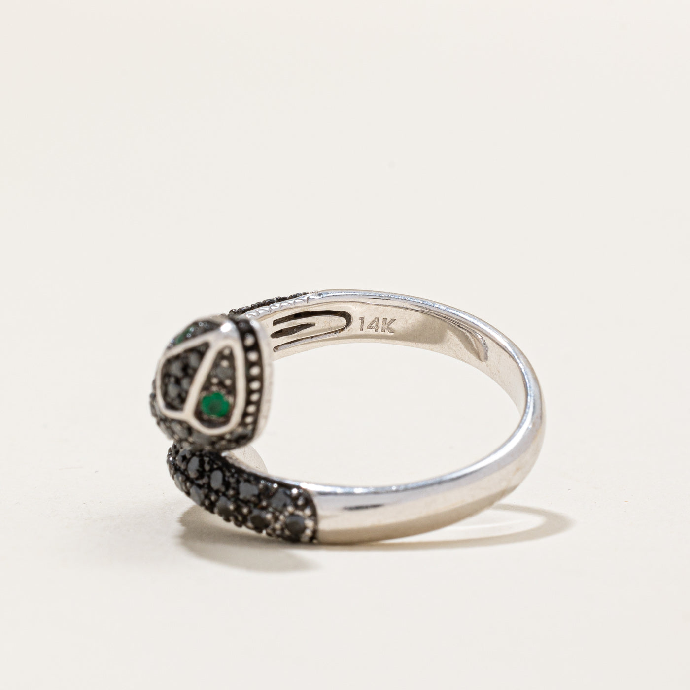 'Effy' Black Diamond & Emerald Snake Ring | 0.90ctw, 0.06ctw | SZ 7.25 |