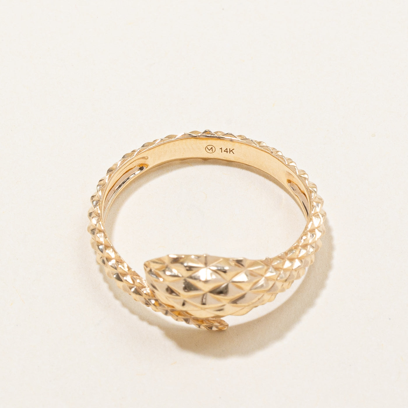 Bague serpent en or jaune 14 carats | Taille 8 | 
