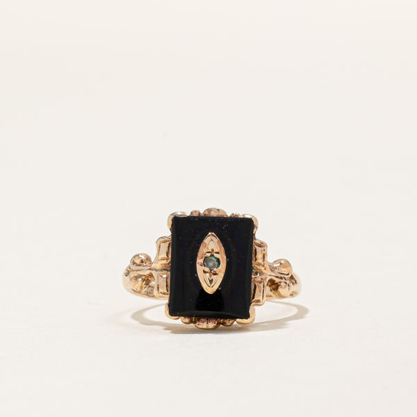 Onyx & Seed Pearl Ring | 2.25ct | SZ 4.75 |