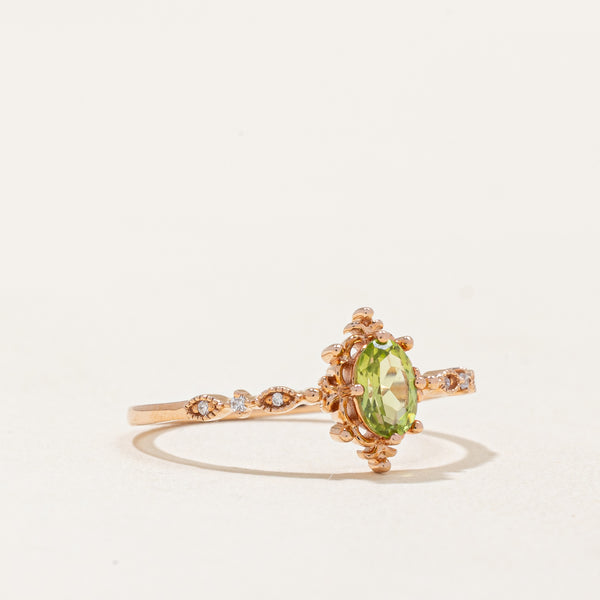 Peridot & Diamond Ring | 0.40ct, 0.02ctw | SZ 9 |